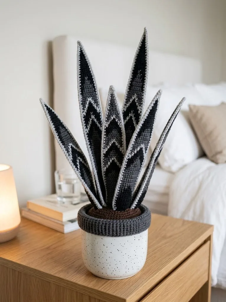 Midnight Black Snake Plant Amigurumi Free Crochet Pattern