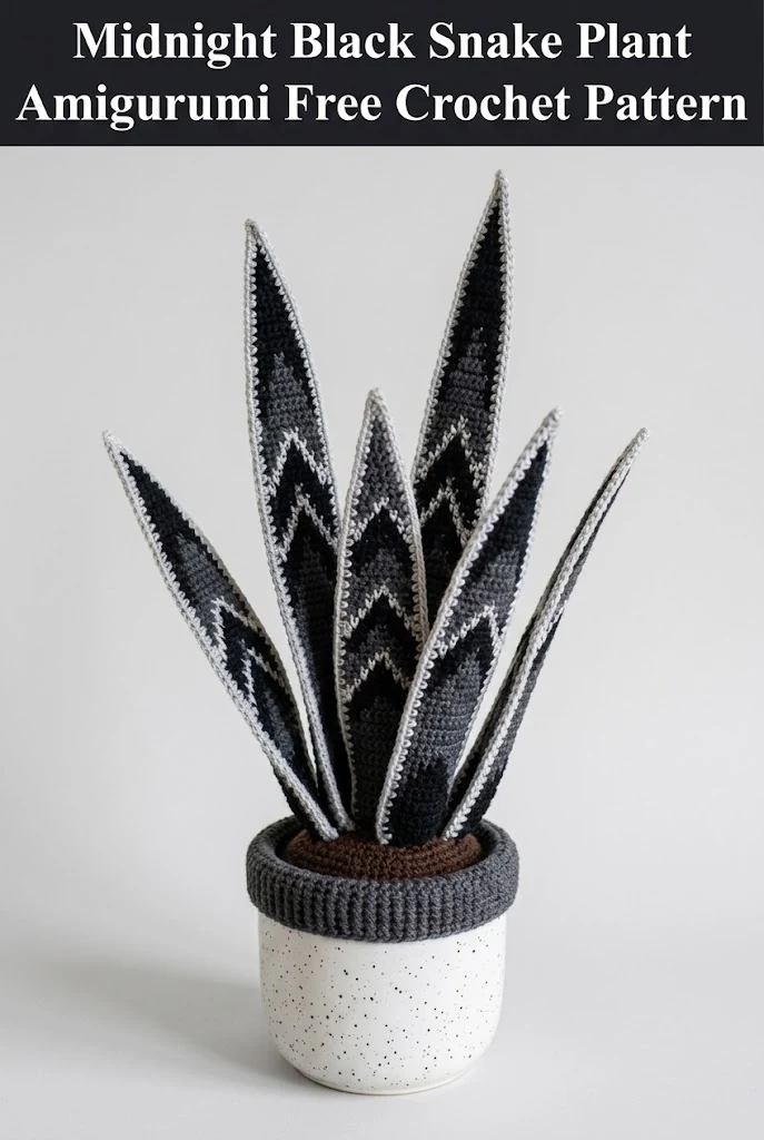 Midnight Black Snake Plant Amigurumi Free Crochet Pattern