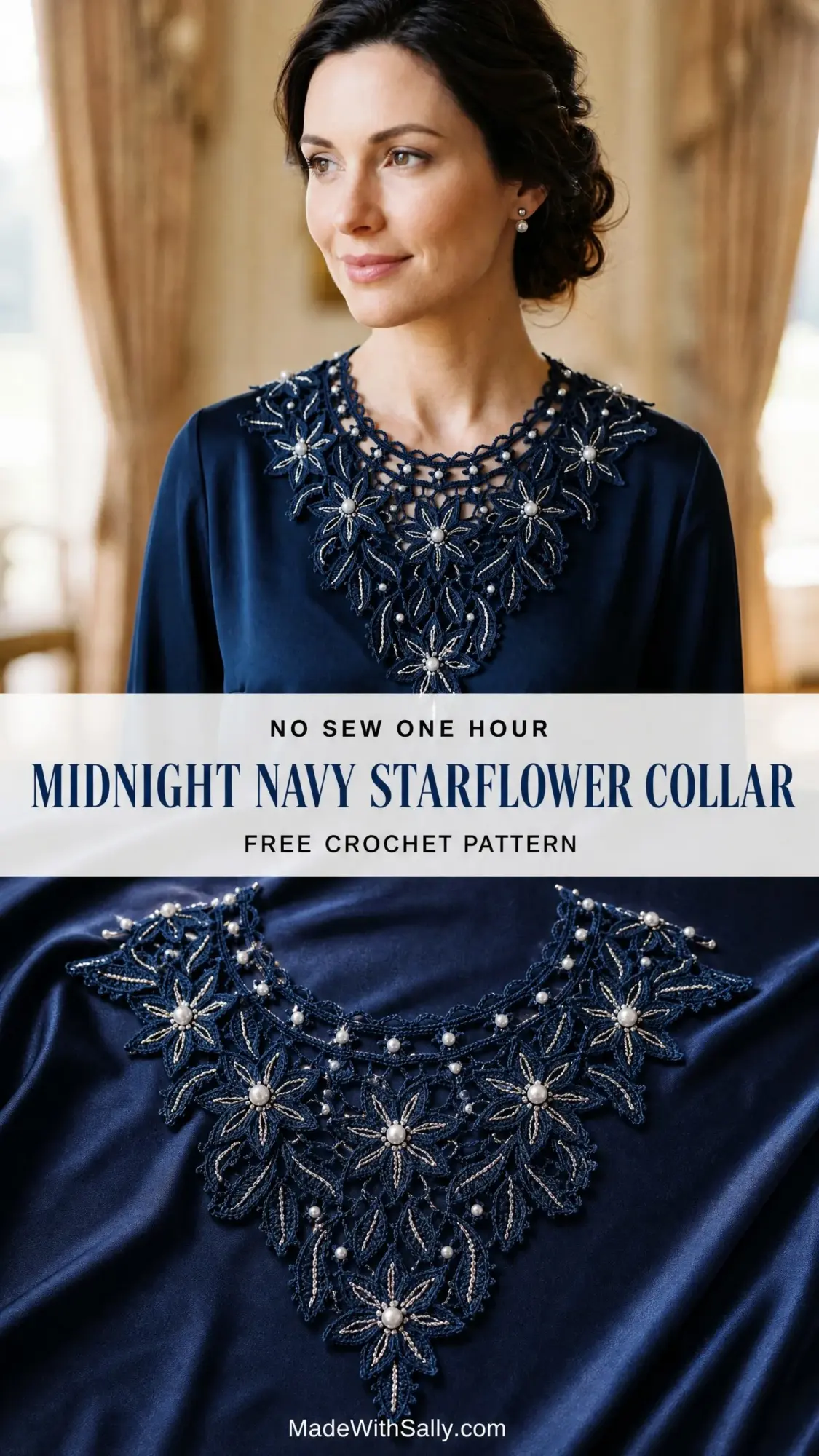 Midnight Navy Starflower Collar Free Crochet Pattern
