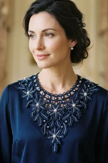 Midnight Navy Starflower Collar Free Crochet Pattern