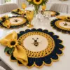 Midnight Sunflower Bee Placemat Crochet Pattern