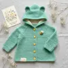Mint Green Bear Hoodie Baby Cardigan Free Crochet Pattern