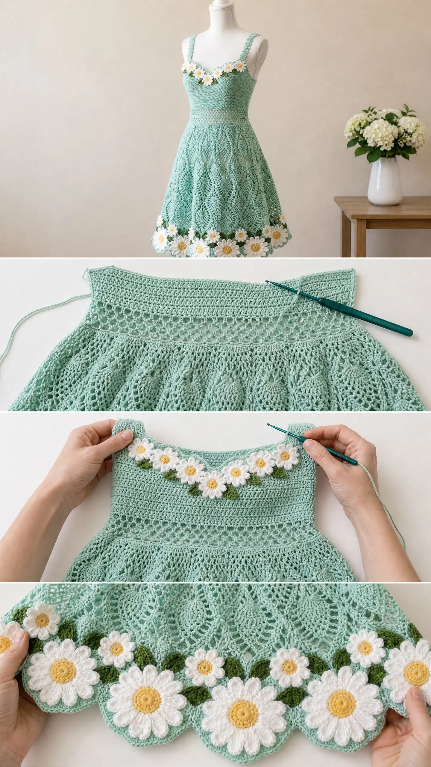 Mint Meadow Crochet Daisy Dress Free Crochet Pattern