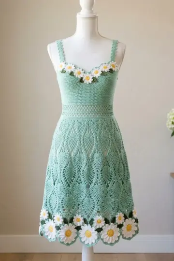 Mint Meadow Crochet Daisy Dress Free Crochet Pattern