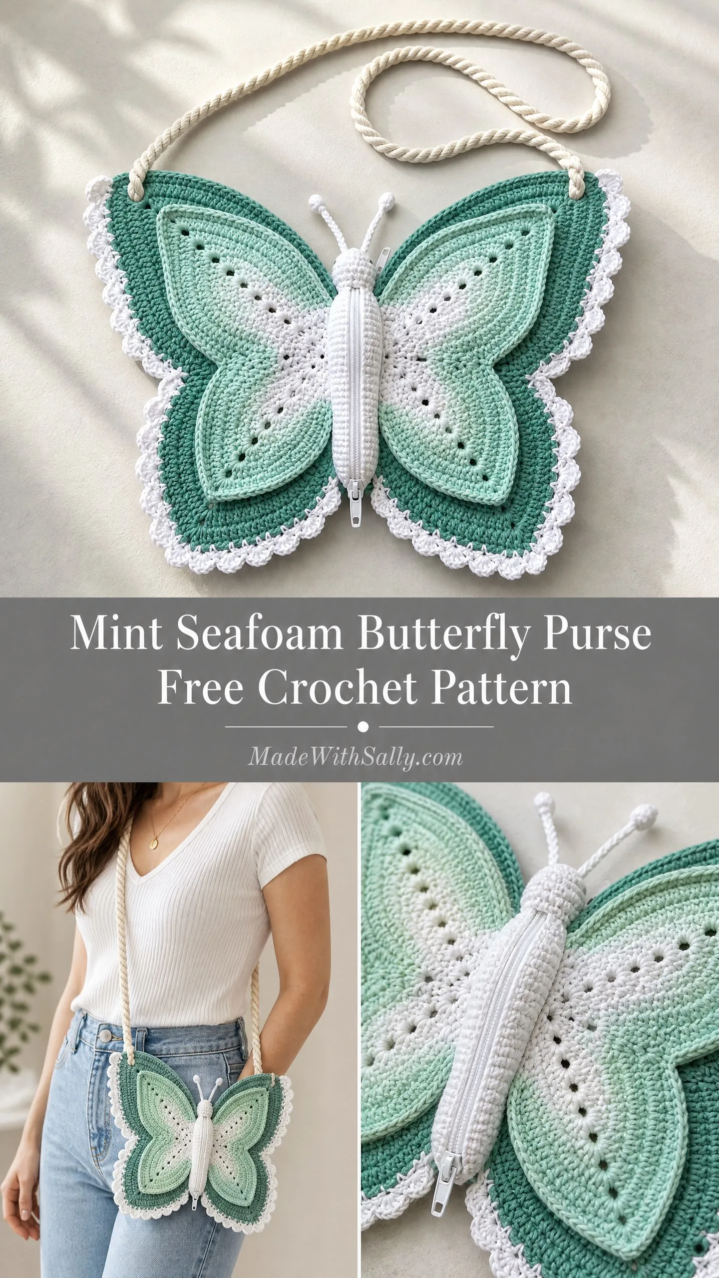 Mint Seafoam Butterfly Purse Free Crochet Pattern