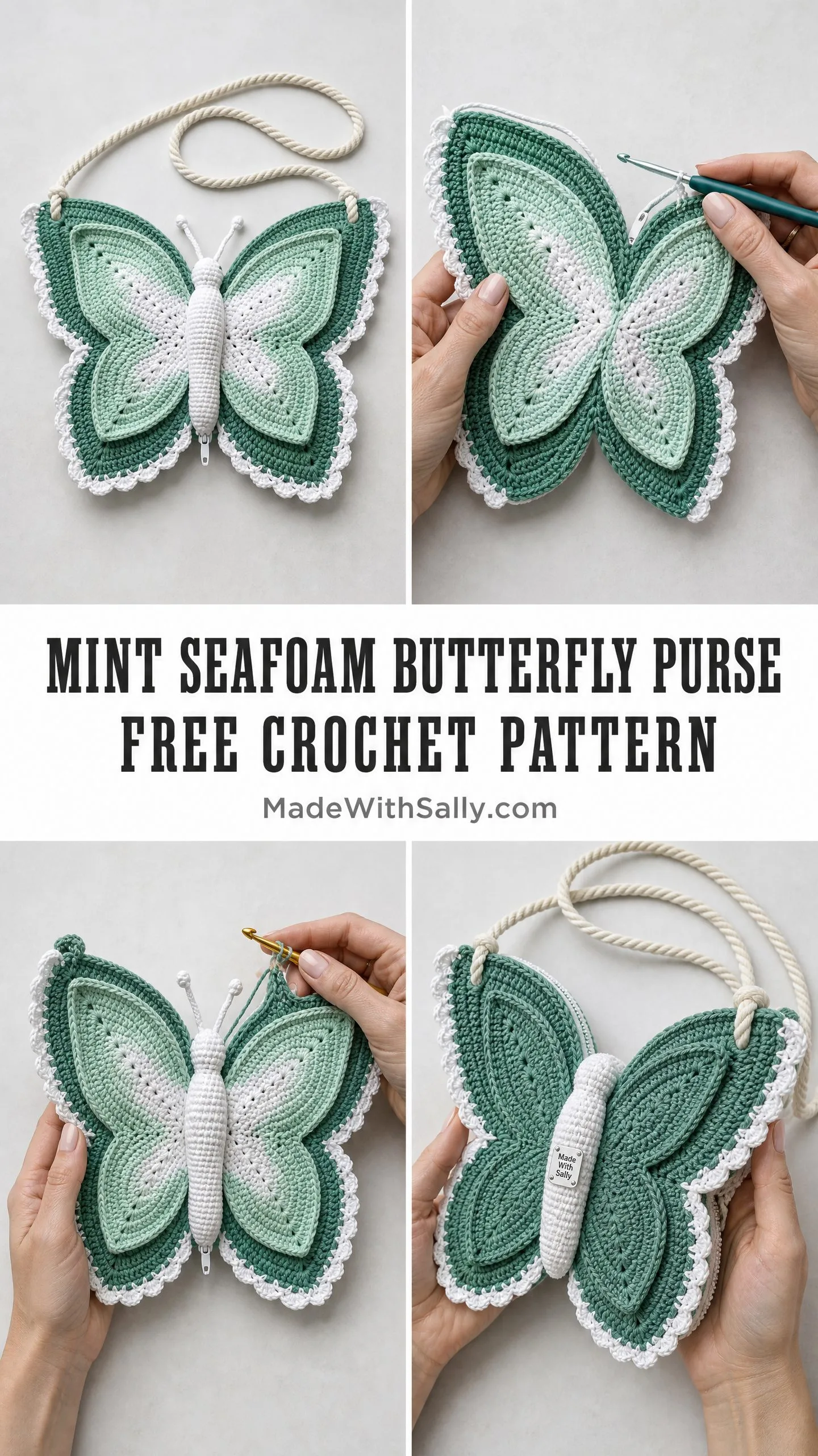 Mint Seafoam Butterfly Purse Free Crochet Pattern