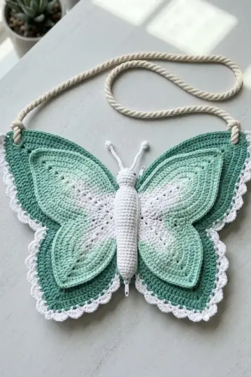 Mint Seafoam Butterfly Purse Free Crochet Pattern