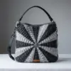 Monochrome Gray Sunburst Hobo Bag Free Crochet Pattern