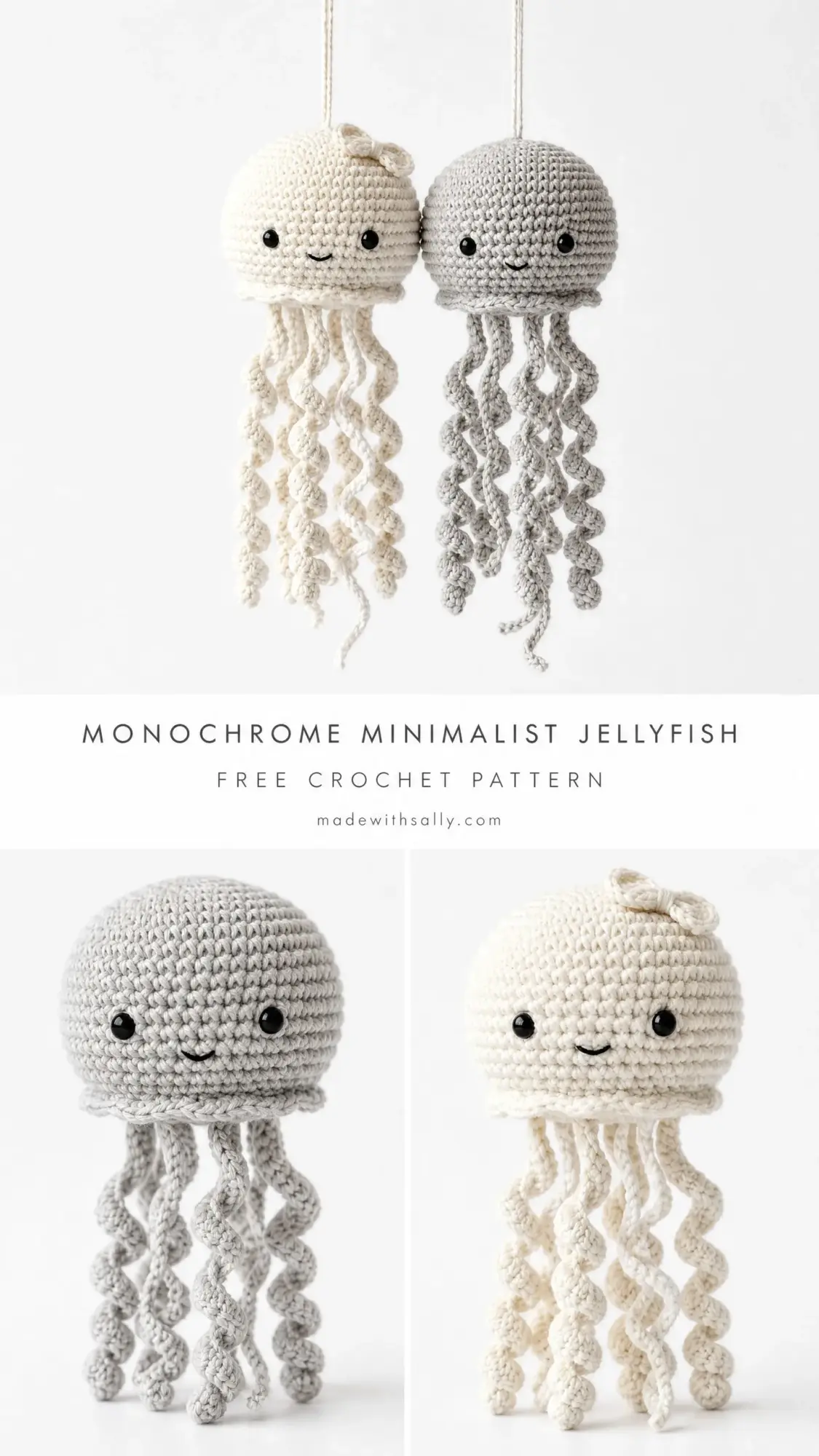 Monochrome Minimalist Jellyfish Free Crochet Pattern
