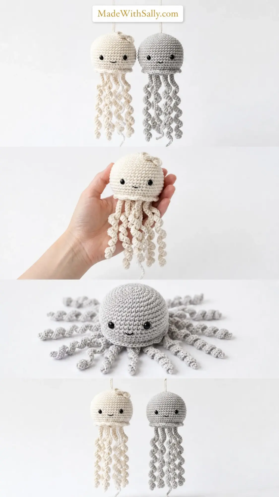 Monochrome Minimalist Jellyfish Free Crochet Pattern