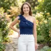 Navy Blue Elegant One Shoulder Top Free Crochet Pattern
