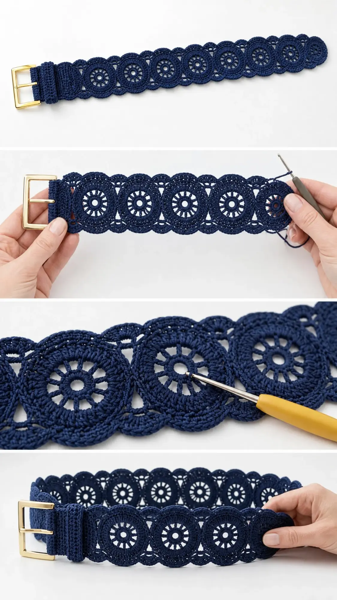 Navy Blue Nautical Lace Belt Free Crochet Pattern
