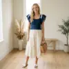 Navy Blue Nautical Ruffle Crochet Top Free Pattern