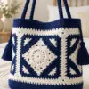 Navy Diamond Granny Tote Crochet Pattern