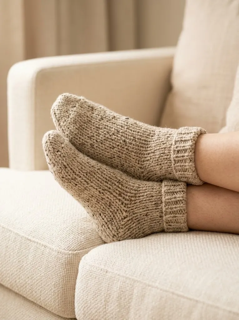 Oatmeal Speckled Cozy Socks Free Crochet Pattern
