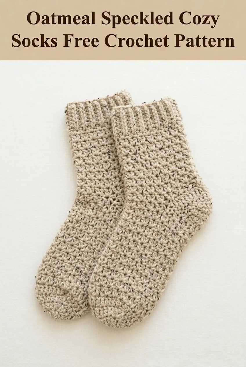 Oatmeal Speckled Cozy Socks Free Crochet Pattern