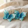 Ocean Blue Butterfly Dangle Earrings Free Crochet Pattern