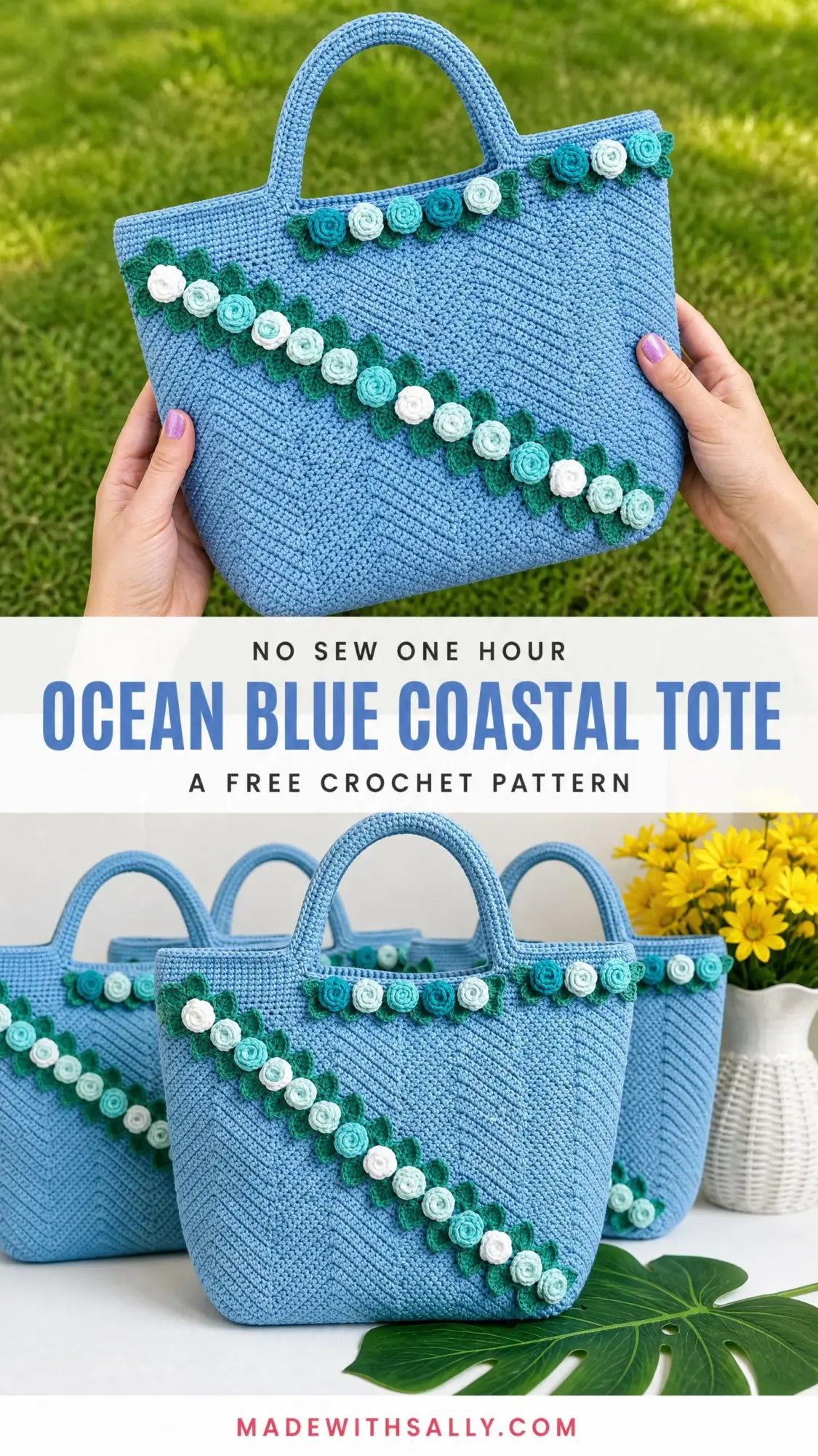 Ocean Blue Coastal Tote Free Crochet Pattern