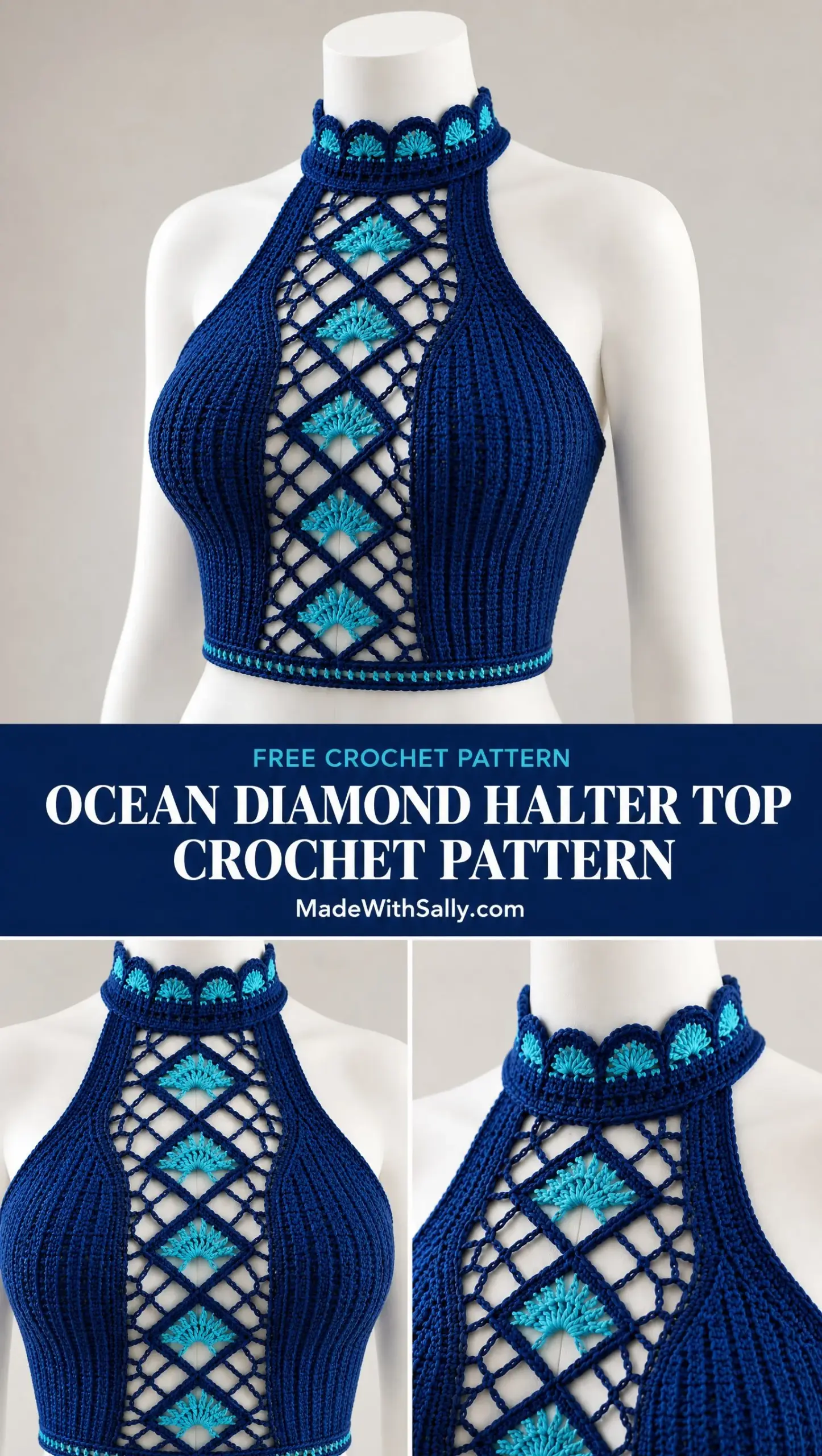 Ocean Diamond Halter Top Crochet Pattern