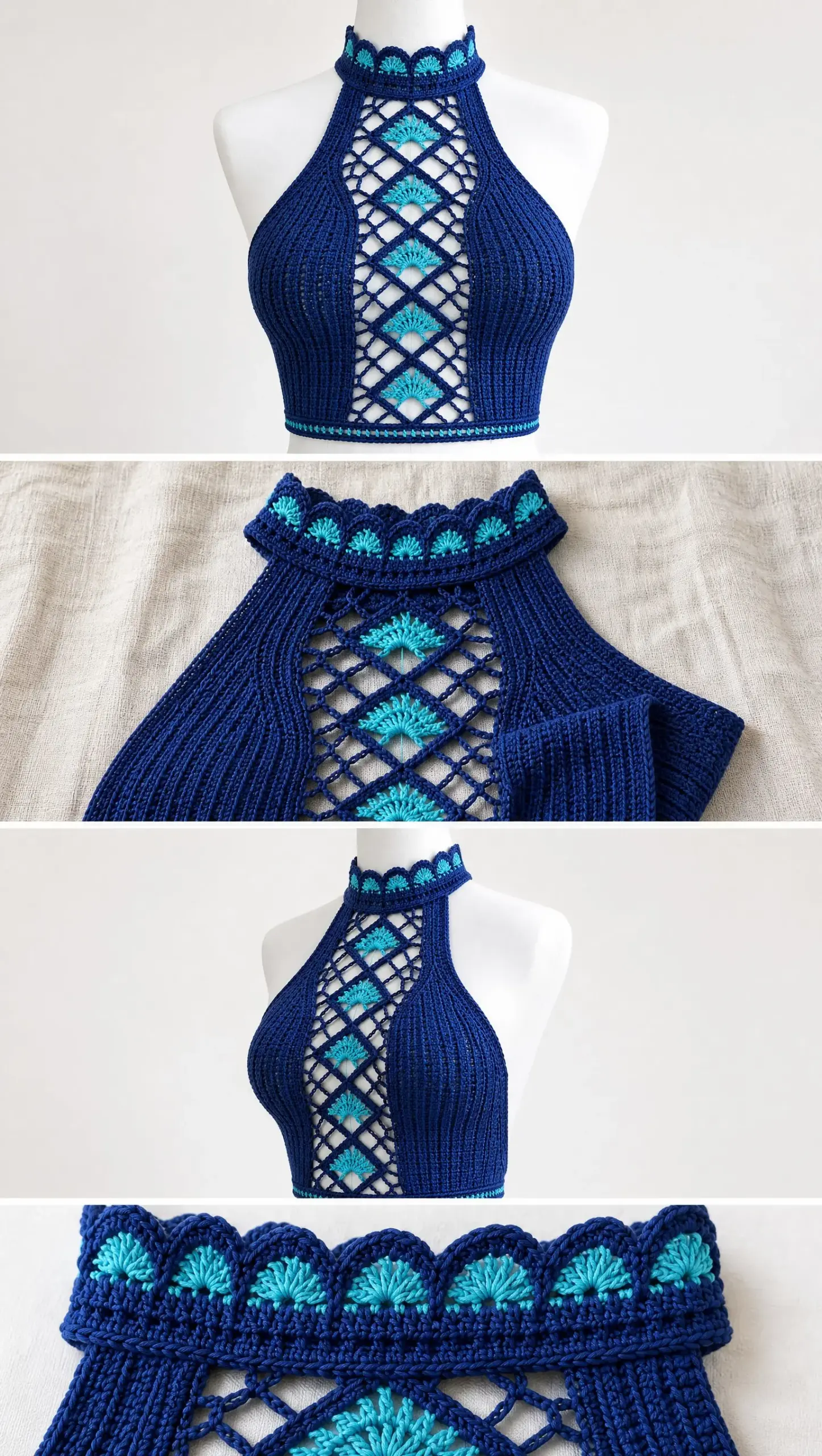 Ocean Diamond Halter Top Crochet Pattern