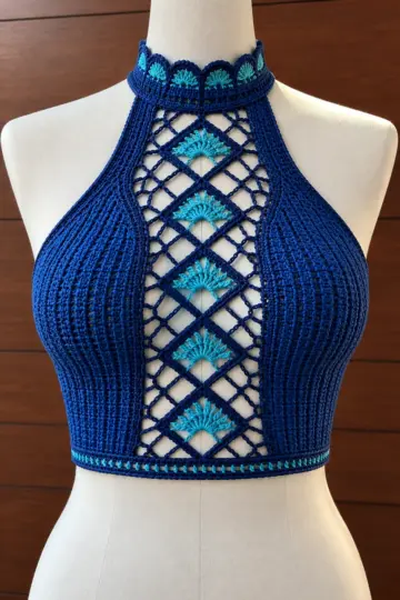 Ocean Diamond Halter Top Crochet Pattern
