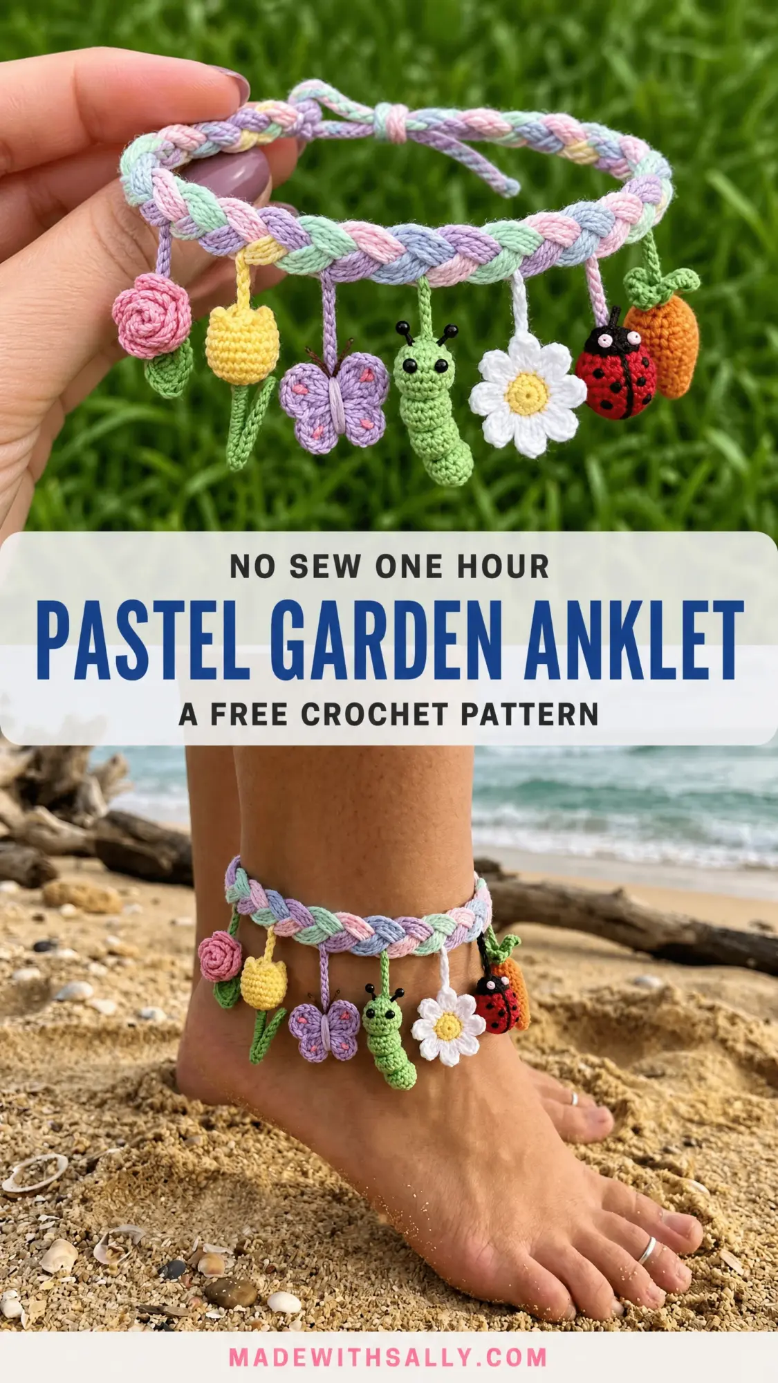Pastel Garden Anklet Free Crochet Pattern