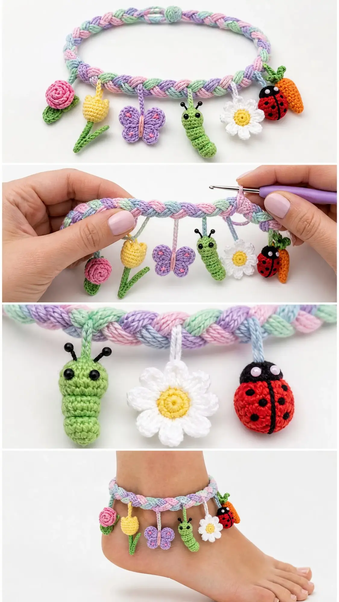 Pastel Garden Anklet Free Crochet Pattern