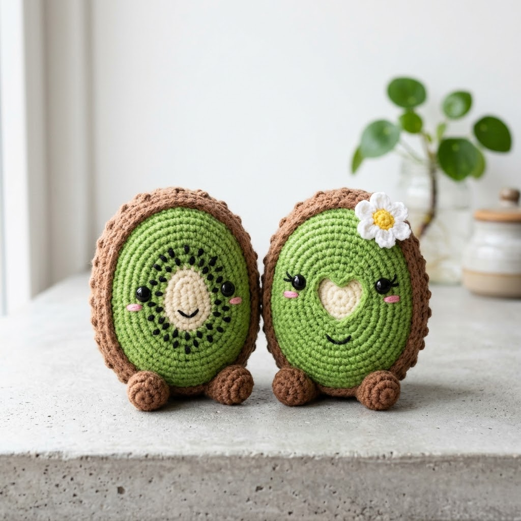 Pastel Kiwi Couple Amigurumi Free Crochet Pattern