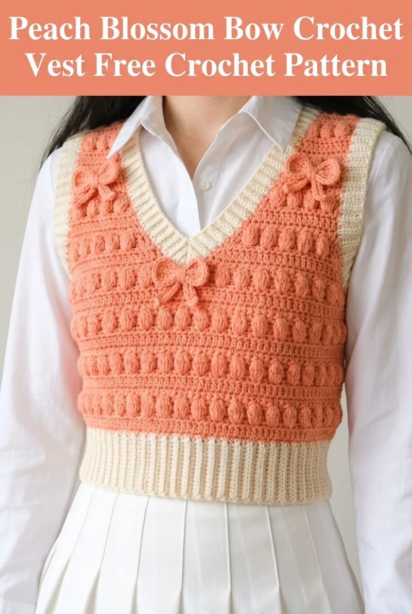 Peach Blossom Bow Crochet Vest Free Crochet Pattern