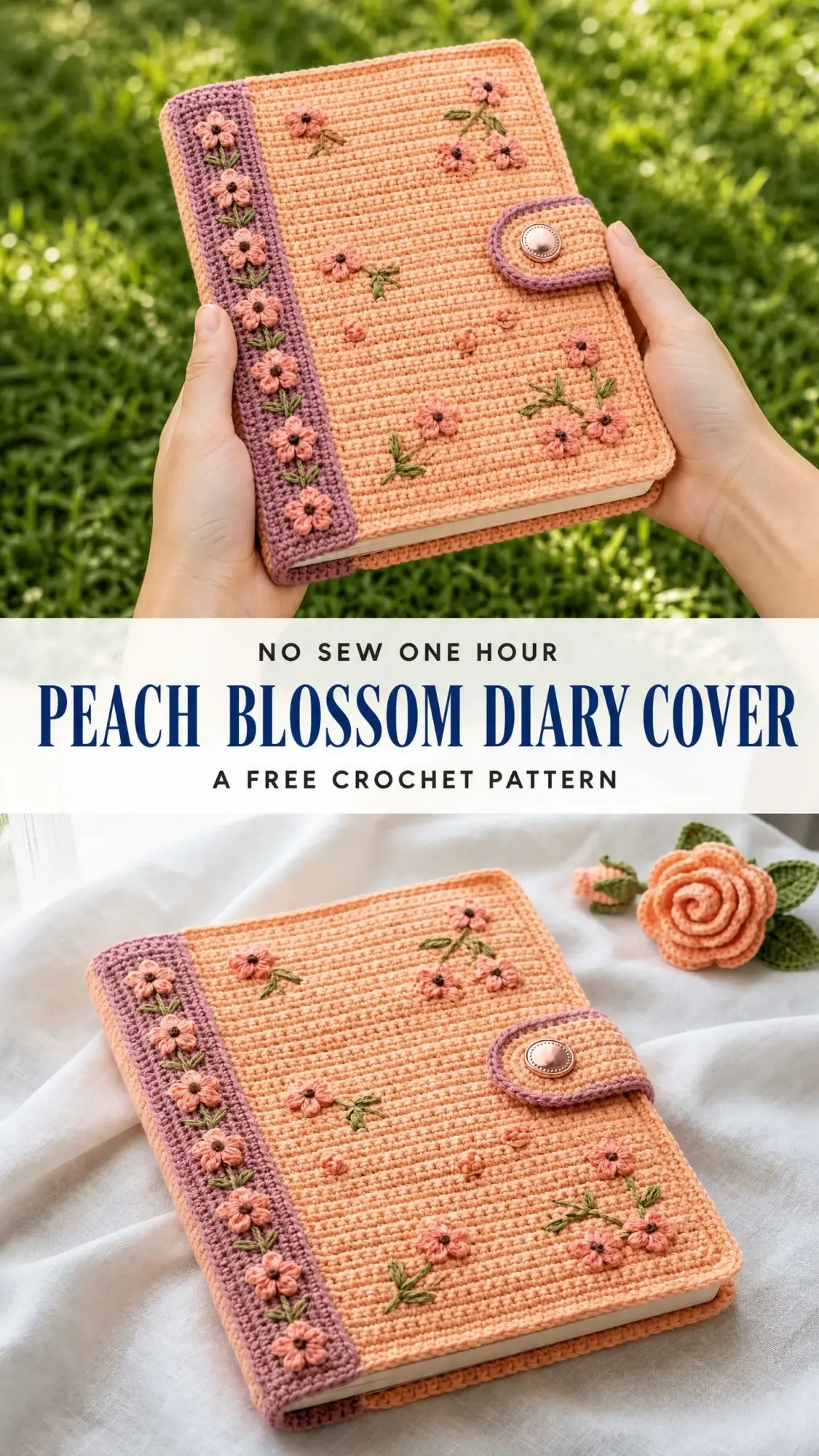 Peach Blossom Diary Cover Free Crochet Pattern