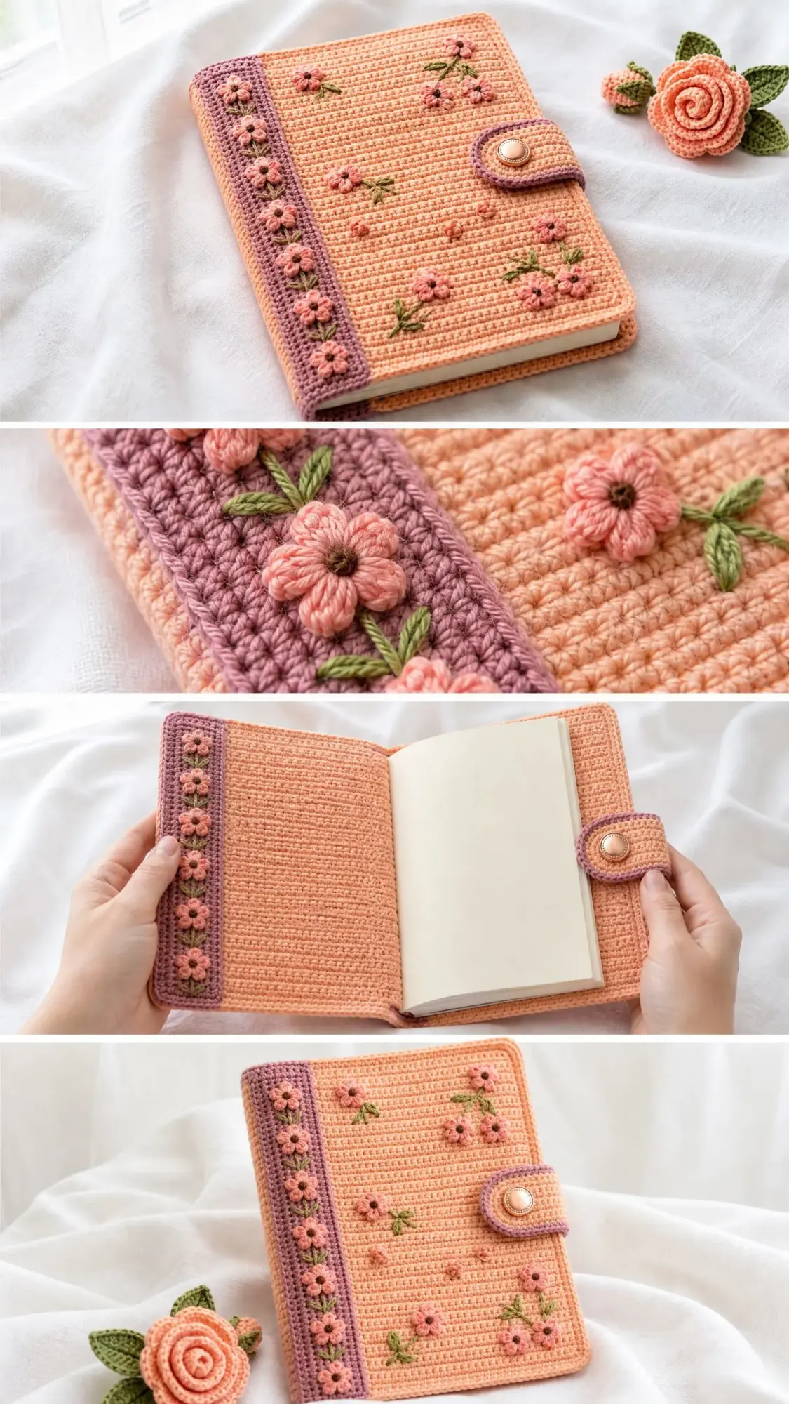 Peach Blossom Diary Cover Free Crochet Pattern