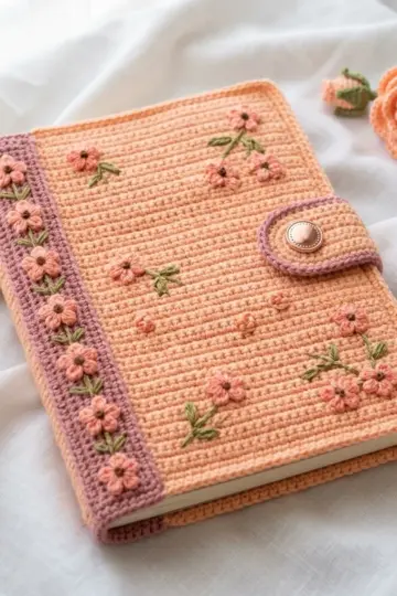 Peach Blossom Diary Cover Free Crochet Pattern