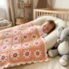 Peach Blossom Granny Square Baby Blanket Free Crochet Pattern