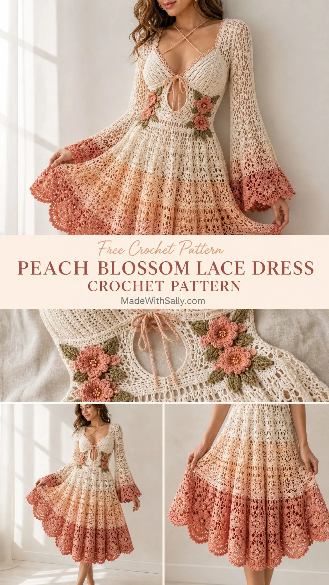 Peach Blossom Lace Dress Crochet Pattern