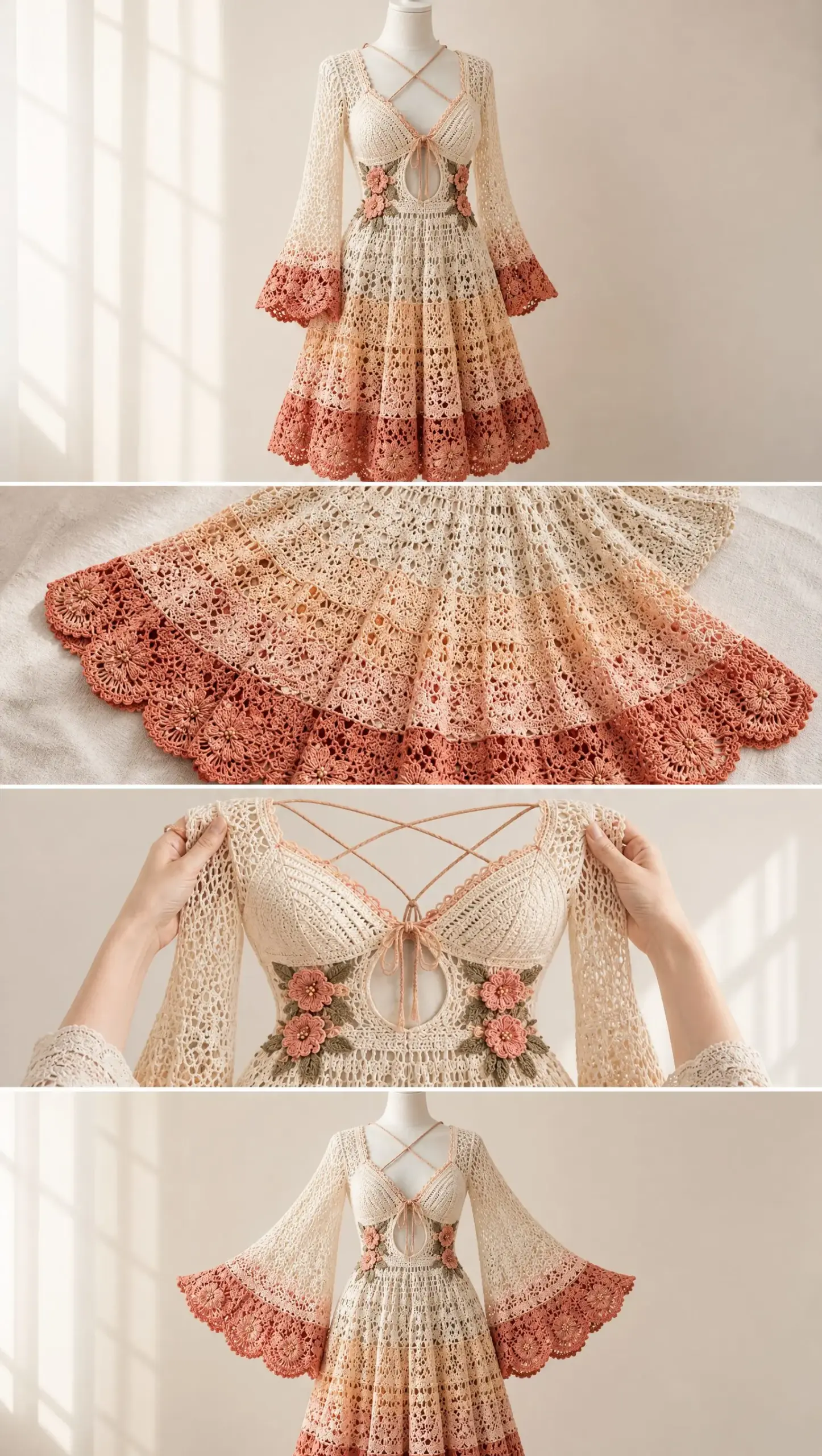 Peach Blossom Lace Dress Crochet Pattern