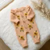 Peach Sunflower Baby Romper Free Crochet Pattern