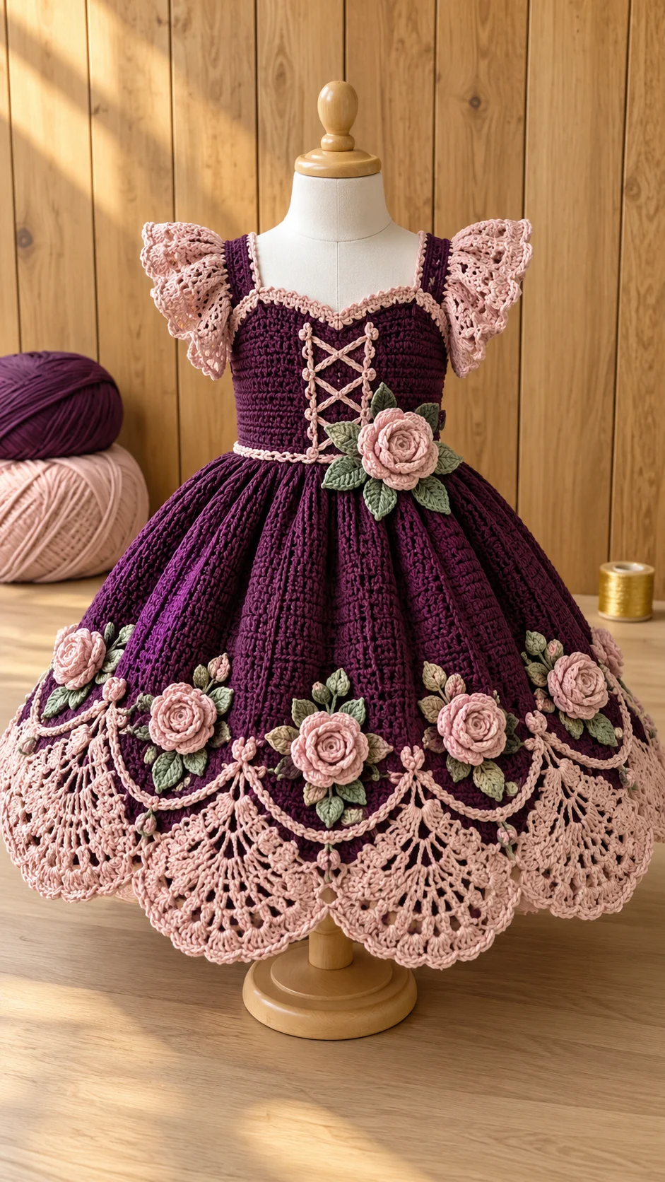 Plum Blush Rose Dress Crochet Pattern
