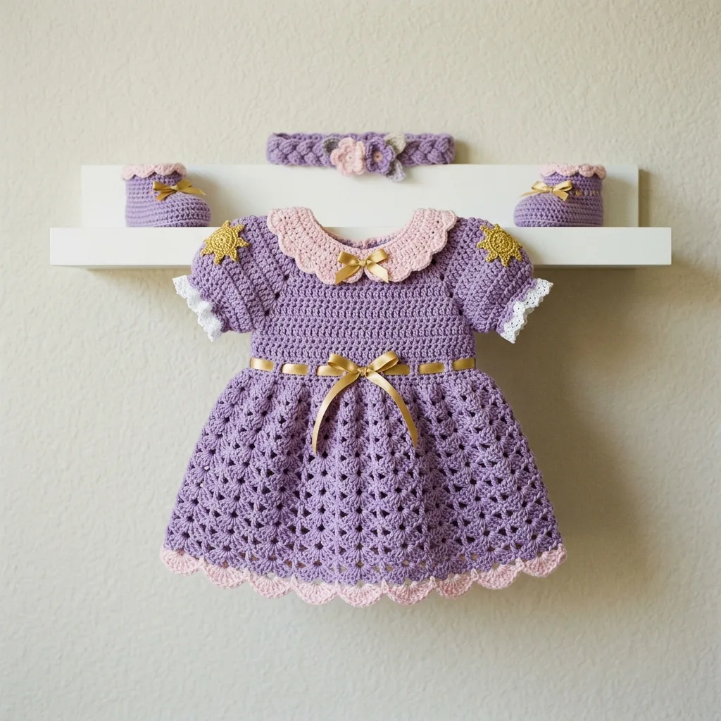 Rapunzel Purple Princess Baby Dress Free Crochet Pattern