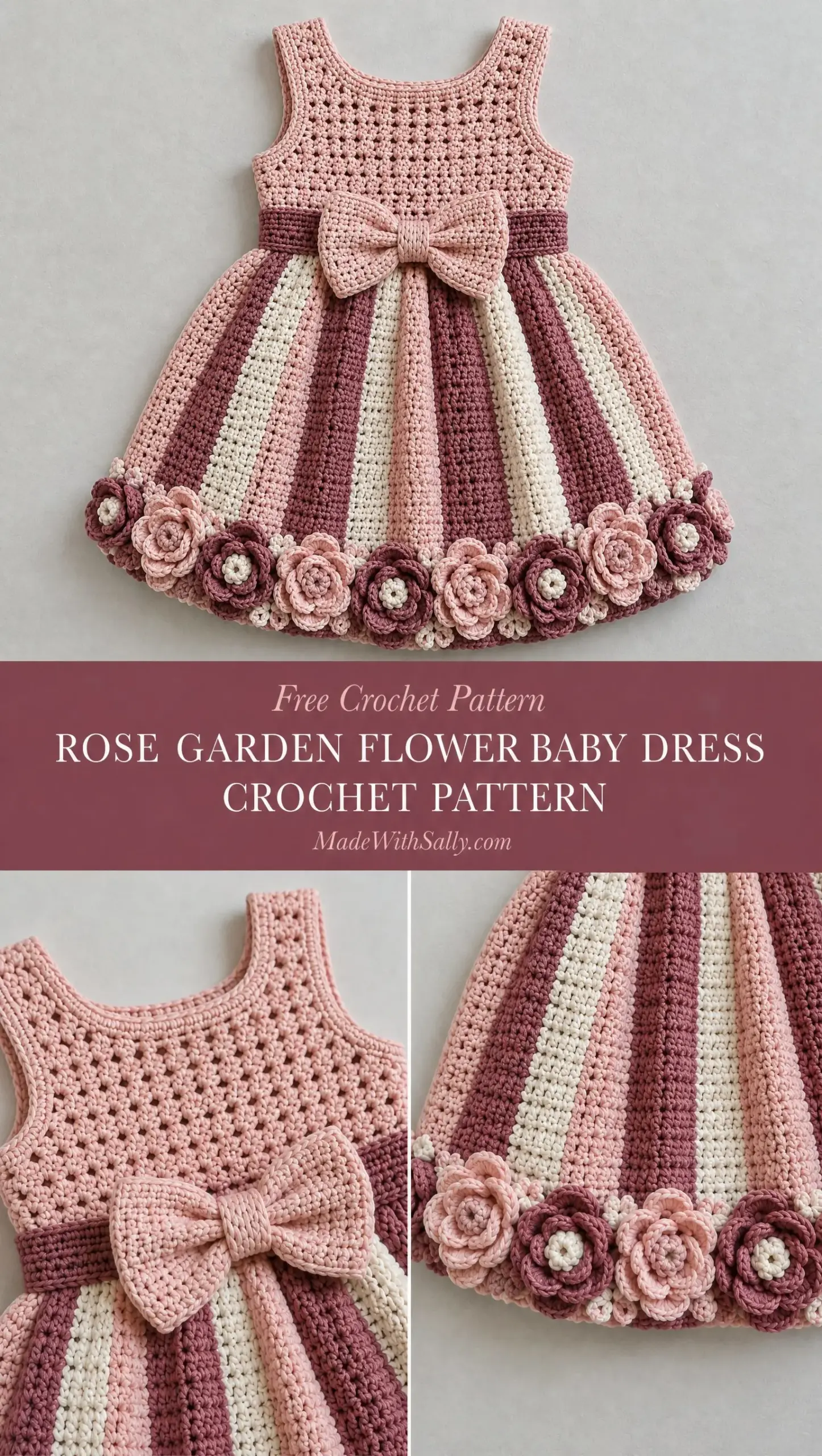 Rose Garden Flower Baby Dress Crochet Pattern
