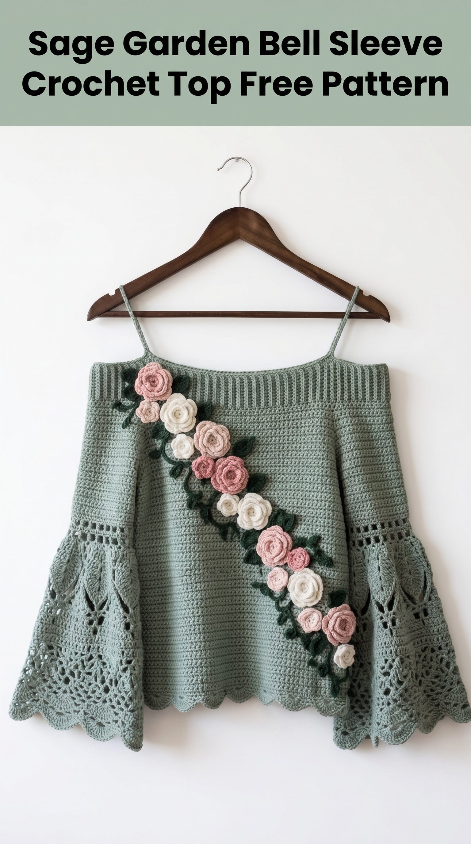 Sage Garden Bell Sleeve Crochet Top Free Pattern