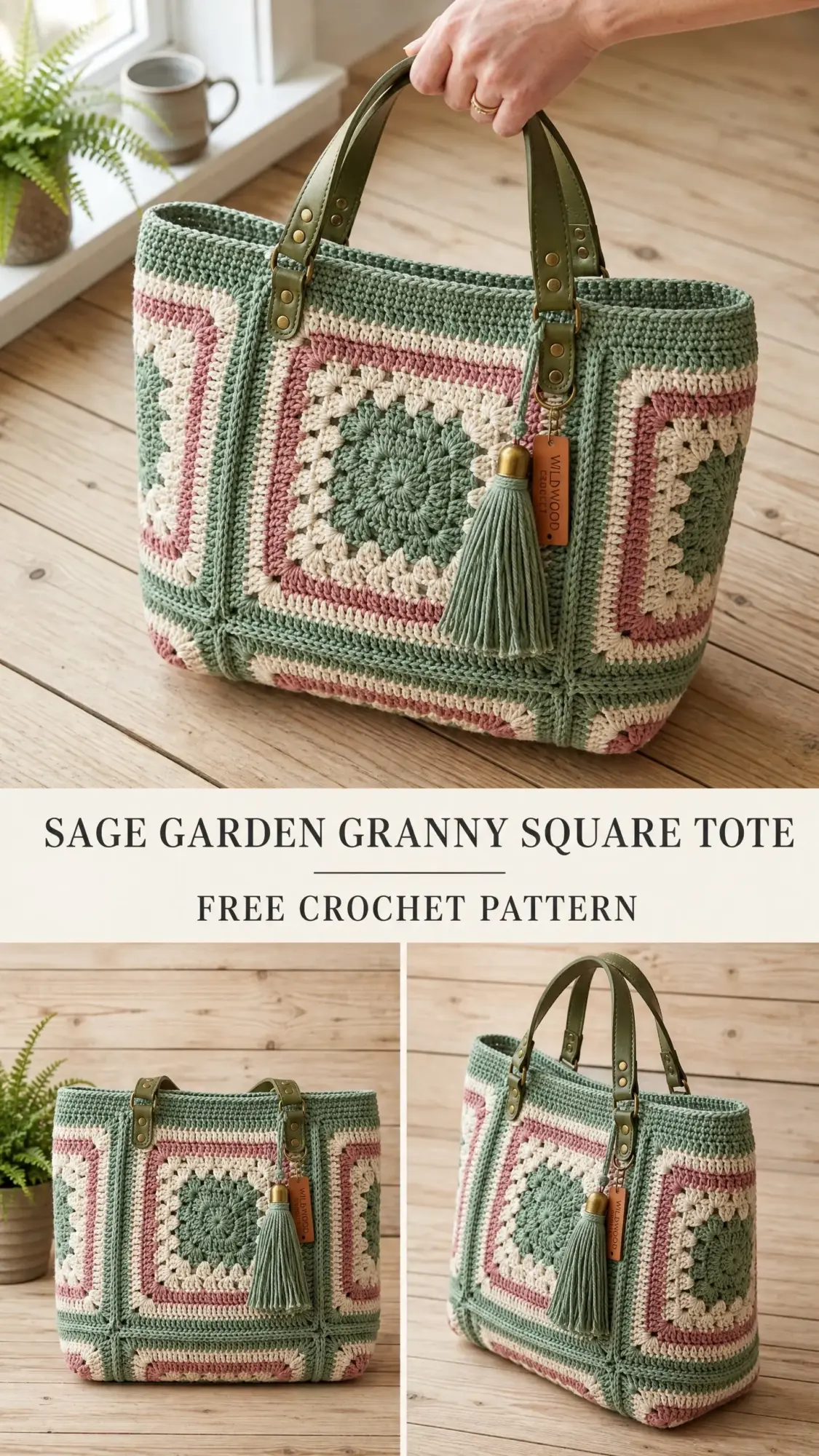 Sage Garden Granny Square Tote Free Crochet Pattern