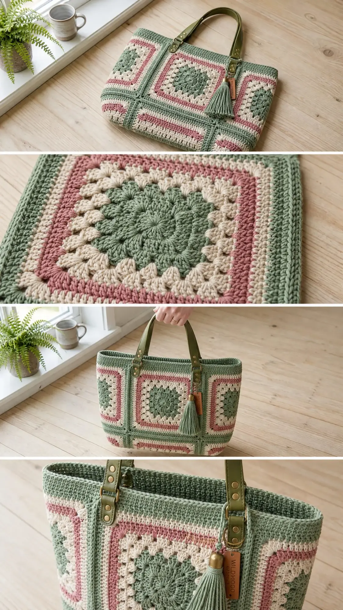 Sage Garden Granny Square Tote Free Crochet Pattern
