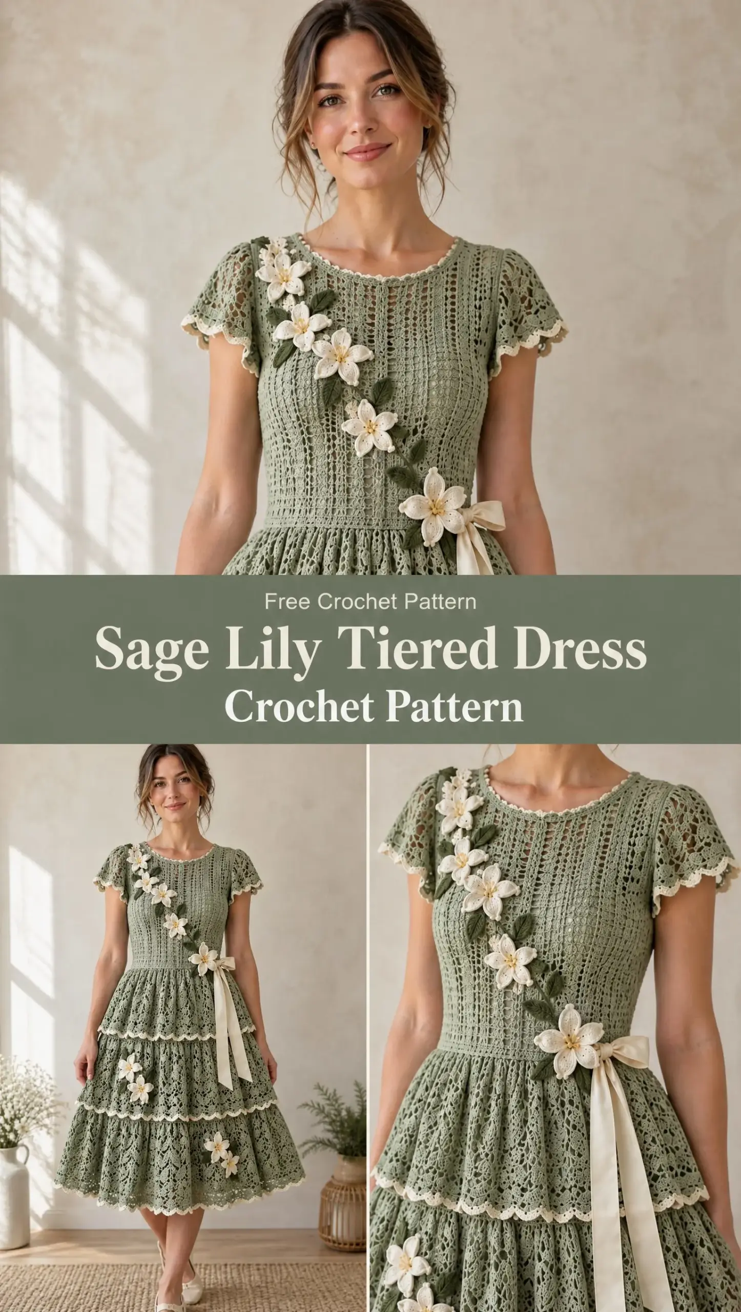 Sage Lily Tiered Dress Crochet Pattern