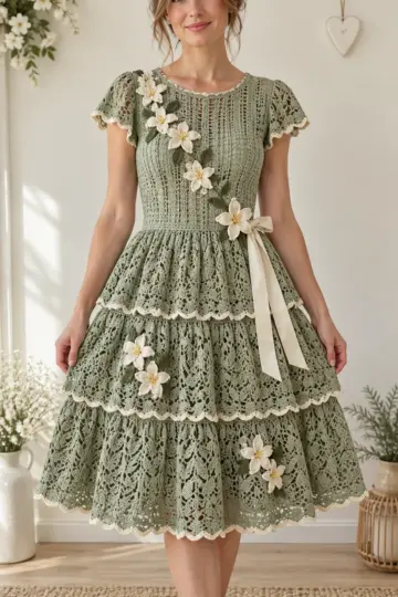 Sage Lily Tiered Dress Crochet Pattern