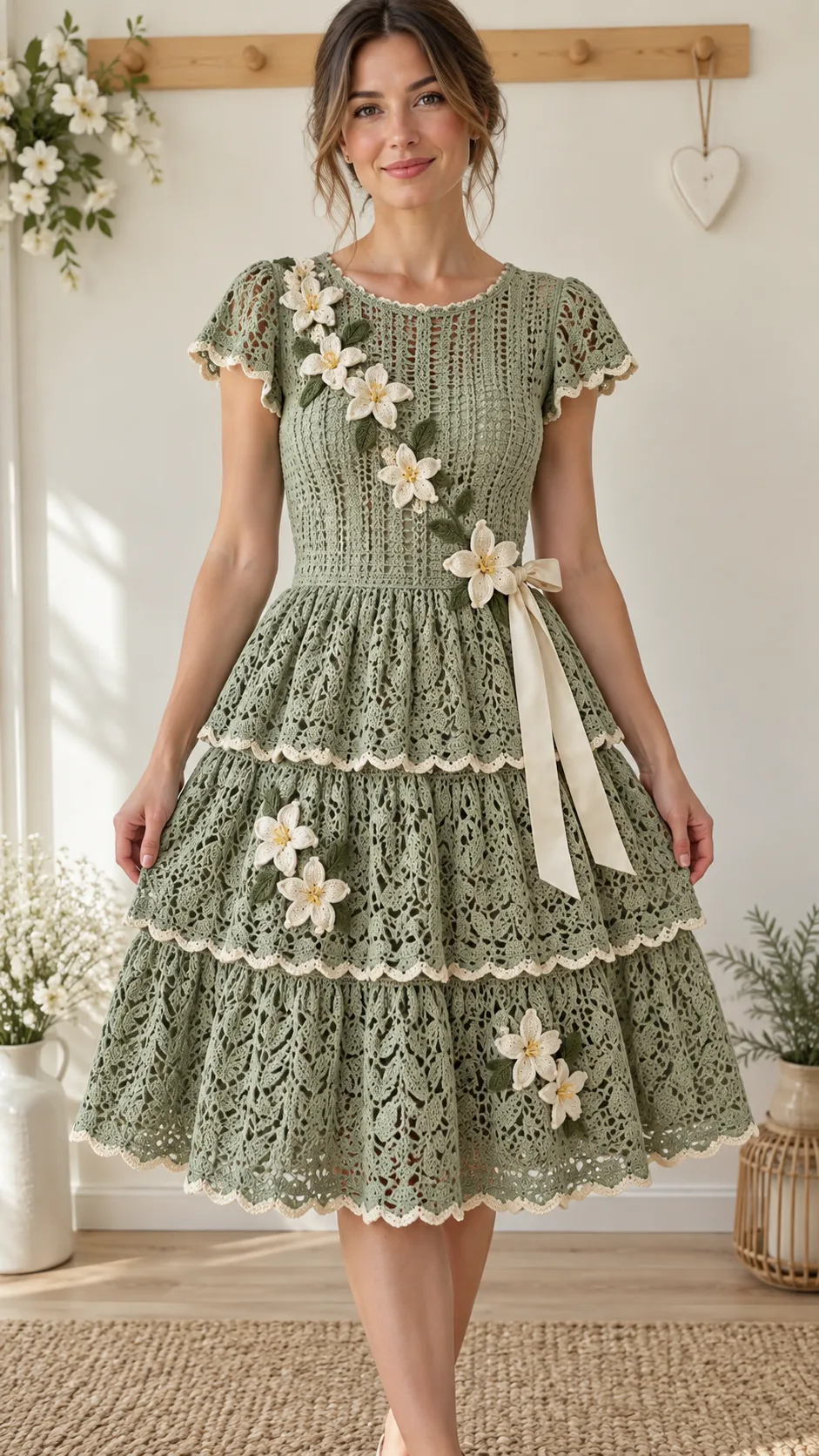 Sage Lily Tiered Dress Crochet Pattern