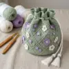 Sage Wildflower Drawstring Bag Free Crochet Pattern