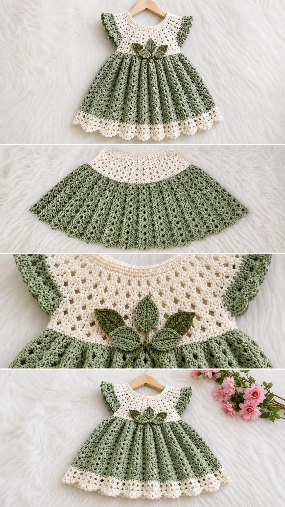 Sage Woodland Baby Dress Crochet Pattern