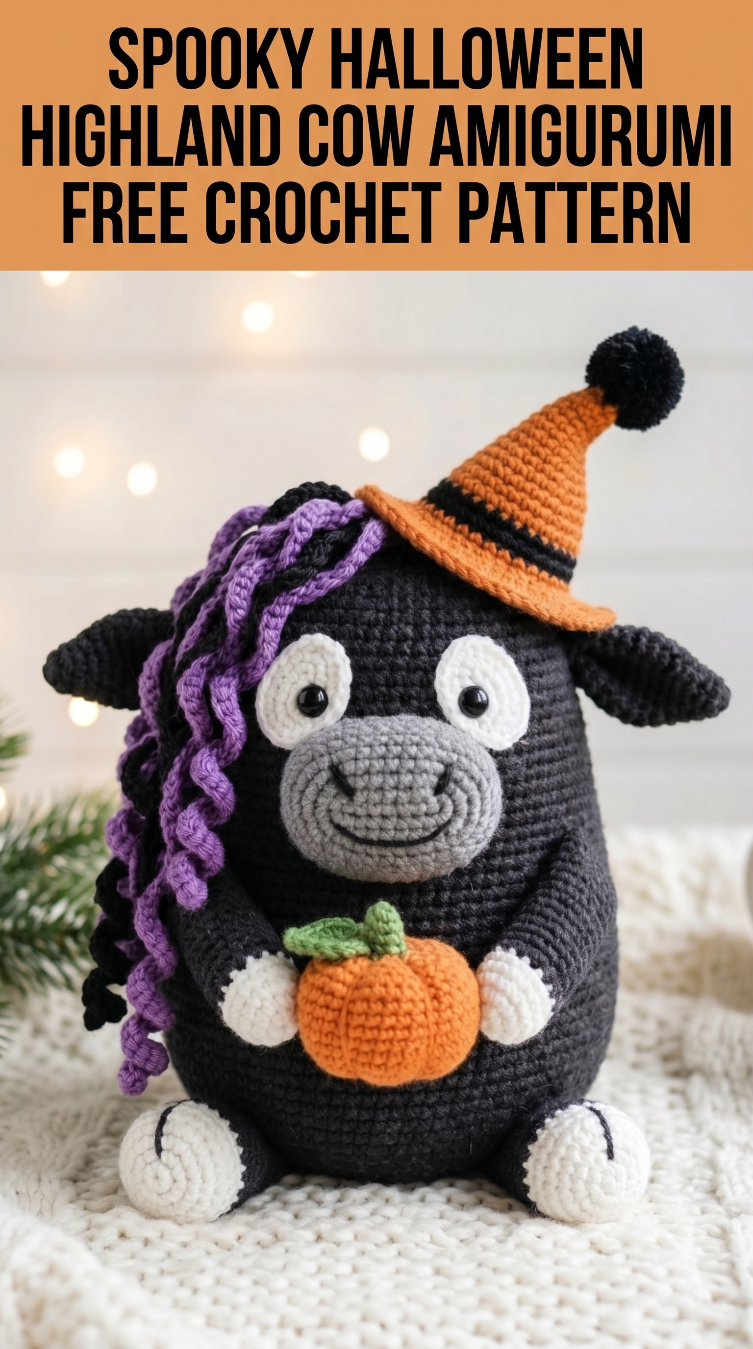 Spooky Halloween Highland Cow Amigurumi Free Crochet Pattern