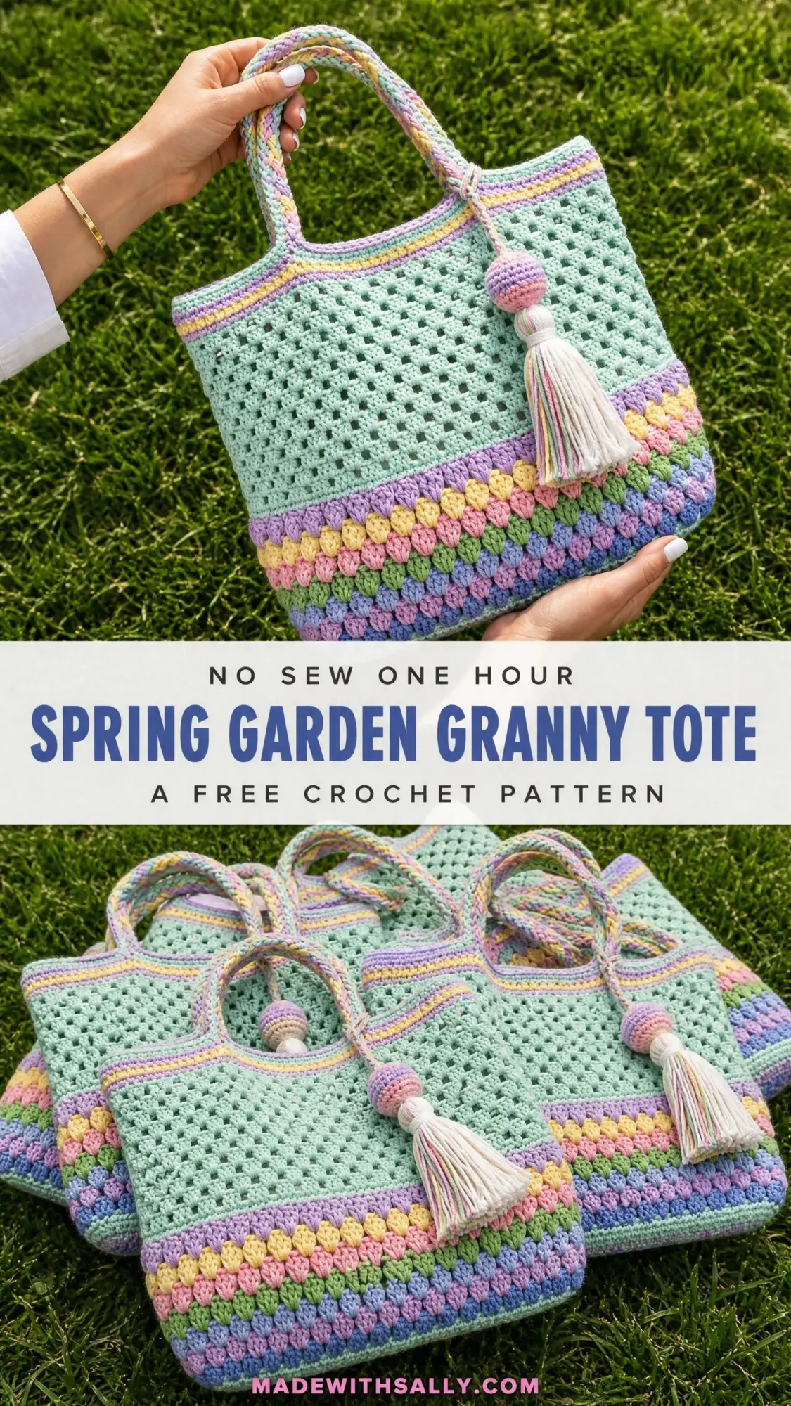 Spring Garden Granny Tote Bag Free Crochet Pattern