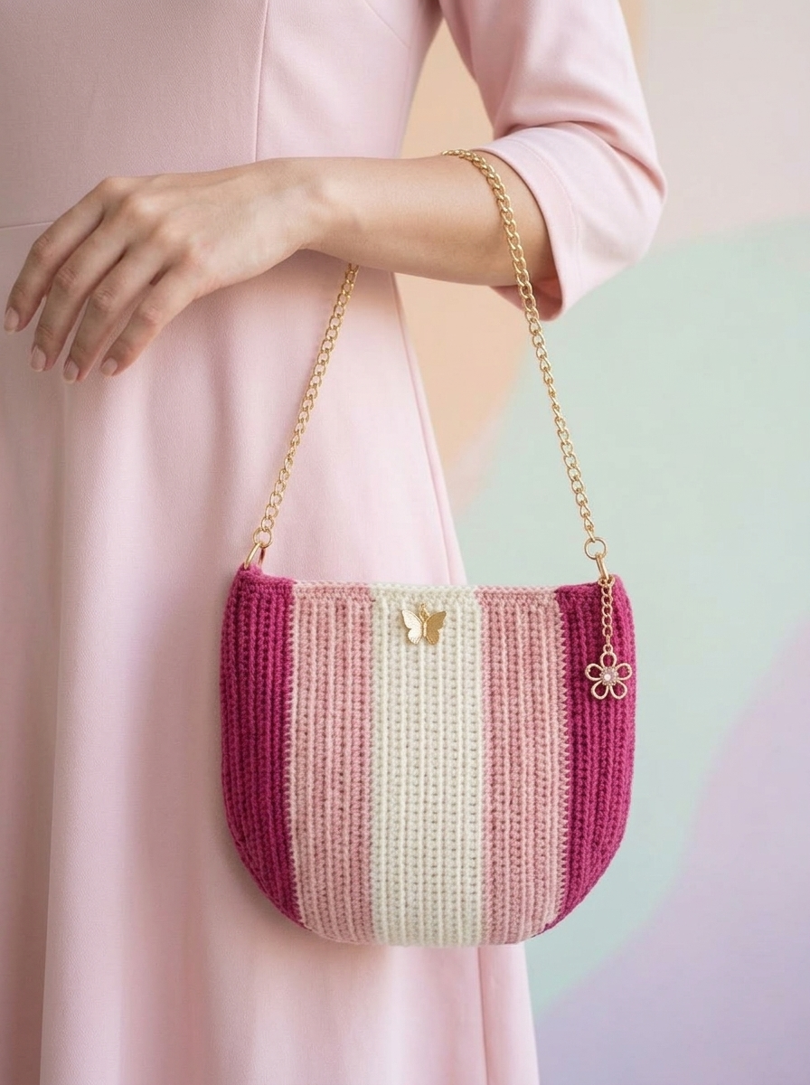 Springtime Pink Blossom Bag Free Crochet Pattern